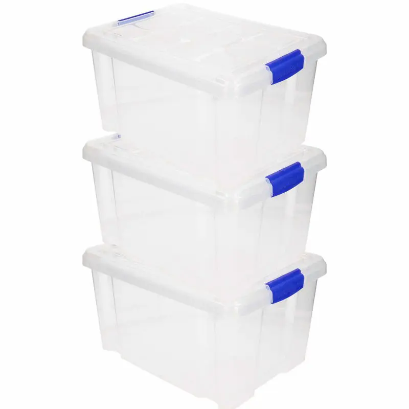 8x Opbergbakken/organizers met deksel 5 liter 29 cm transparant - Opbergbox Actieprijs