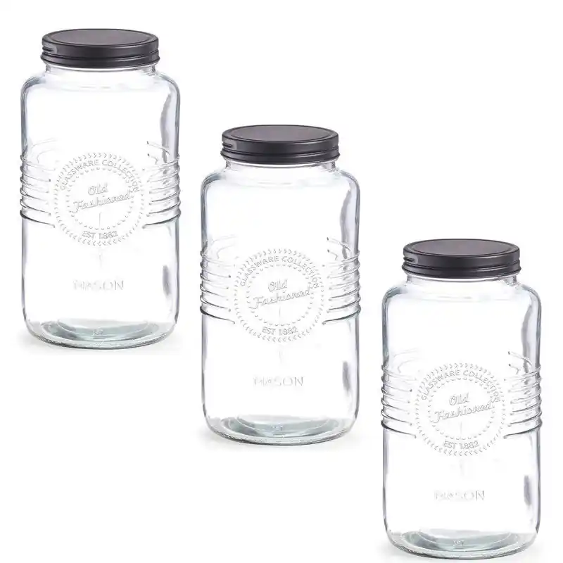 Hete Deal Zeller voedsel voorraadpotten - 3x - Old Fashioned - glas - 2 liter - Voorraadpot