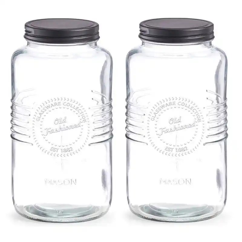 Zeller voedsel voorraadpotten - 2x - Old Fashioned - glas - 2 liter - Voorraadpot Beperkt Aanbod