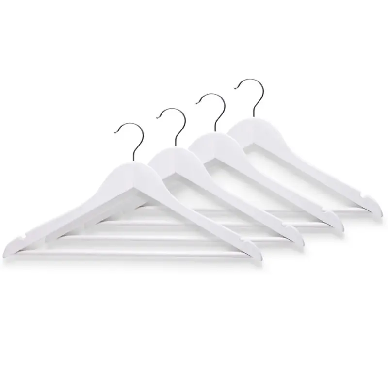 8x Witte kleding hangers met broekstang 44 cm - Kledinghangers Must-Have