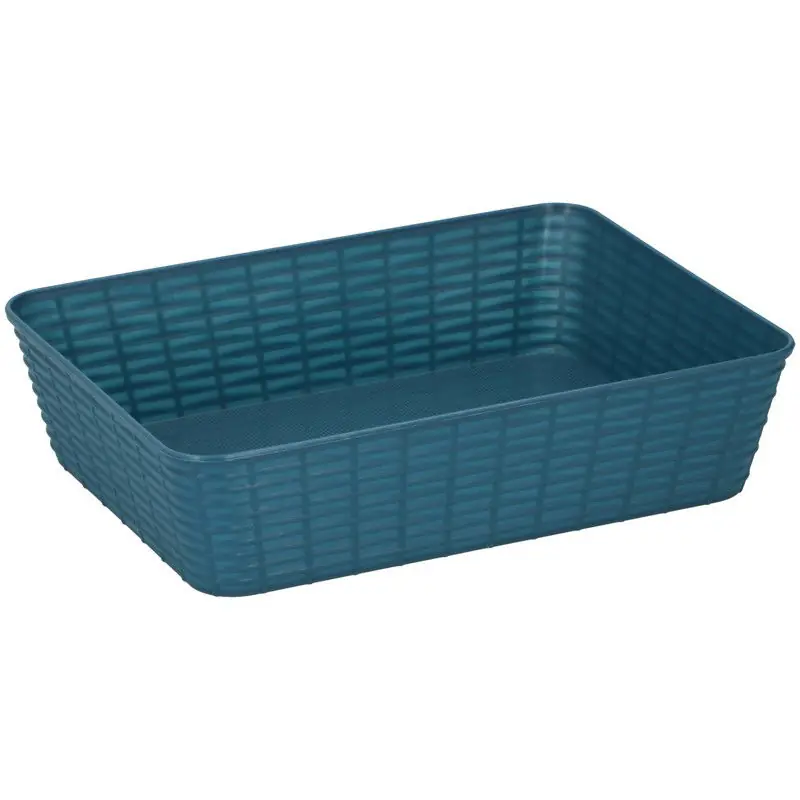 9x Blauwe plastic opbergmanden rechthoekig 25 x 19 x 6 cm - Opbergmanden Professioneel