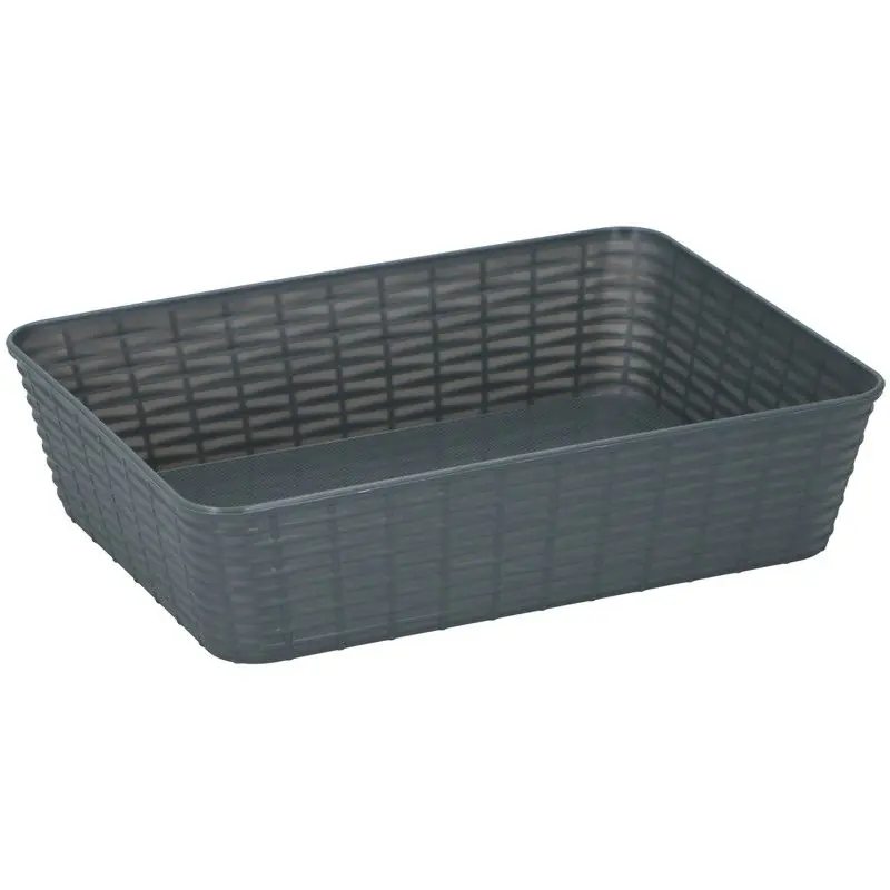 Hoge Kwaliteit 6x Grijze plastic opbergmanden rechthoekig 25 x 19 x 6 cm - Opbergmanden