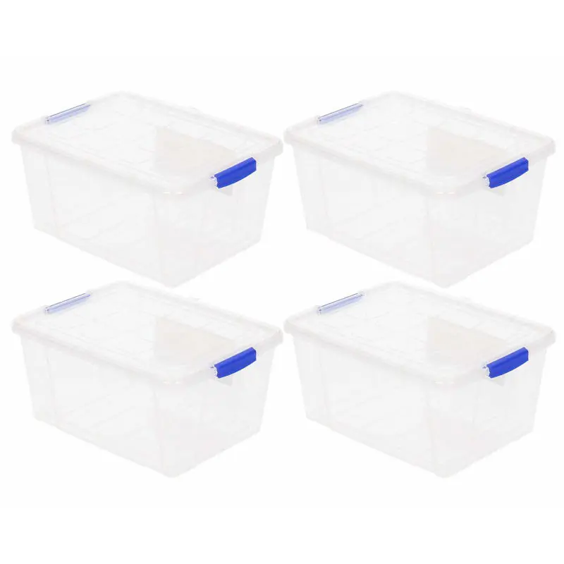 4x Opbergbakken/organizers met deksel 16 liter 40 cm transparant - Opbergbox Shop Nu
