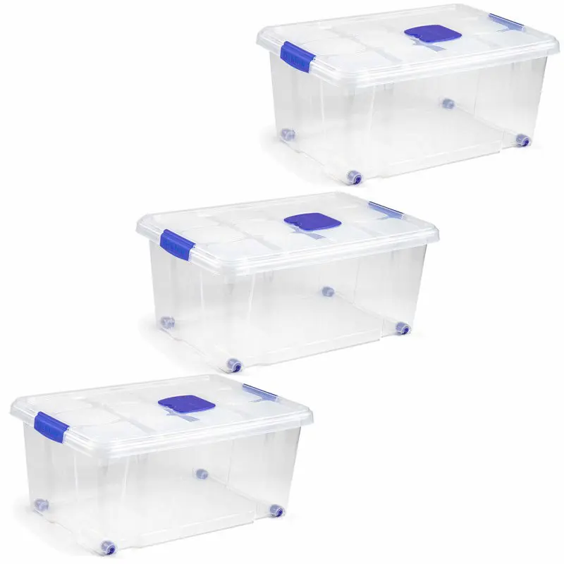 Professioneel PlasticForte Opslagbak met deksel - 3x - 36L - 59 x 40 x 25 cm - Opbergbox
