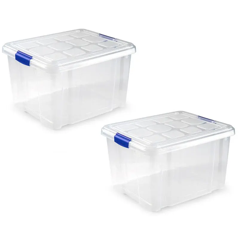 Beperkt Aanbod 3x Opbergbakken/organizers met deksel 25 liter 42 cm transparant - Opbergbox