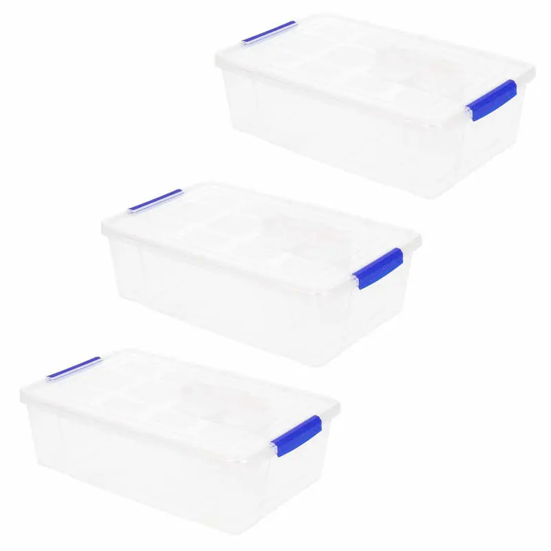 Aanbieding Plasticforte Opbergbox met deksel - 12x - 2L - transparant - kunststof - Opbergbox