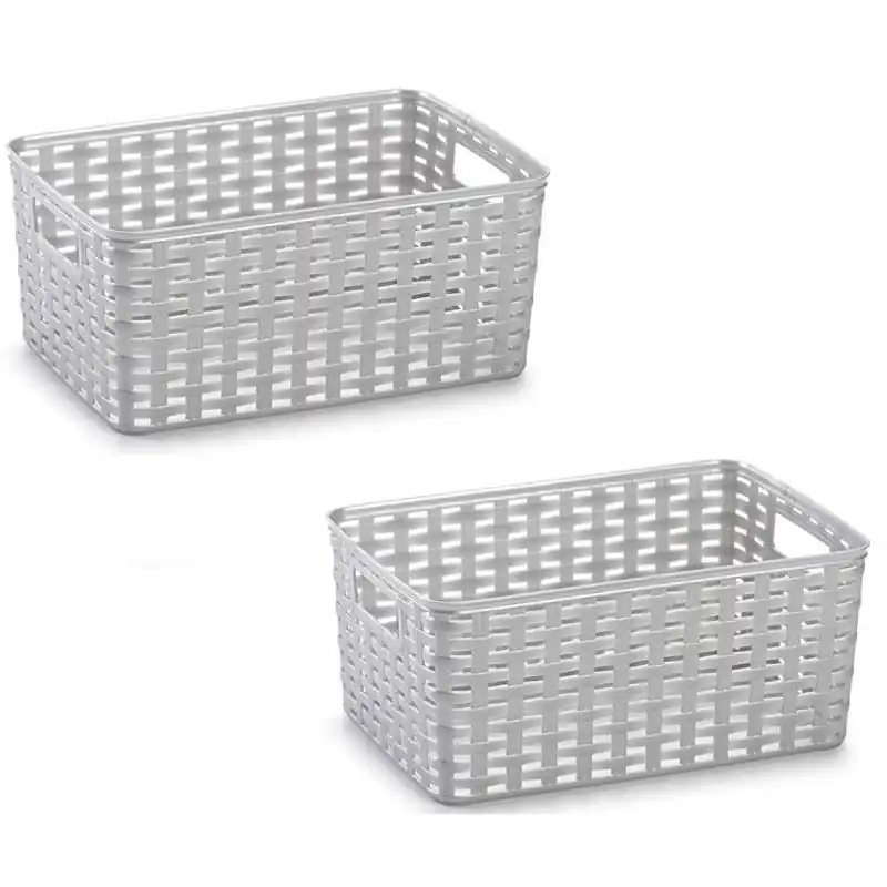 Plasticforte Opbergmand/kastmand - 5x - kunststof - zilver - 10L - opbergen - Opbergbox Merkproduct