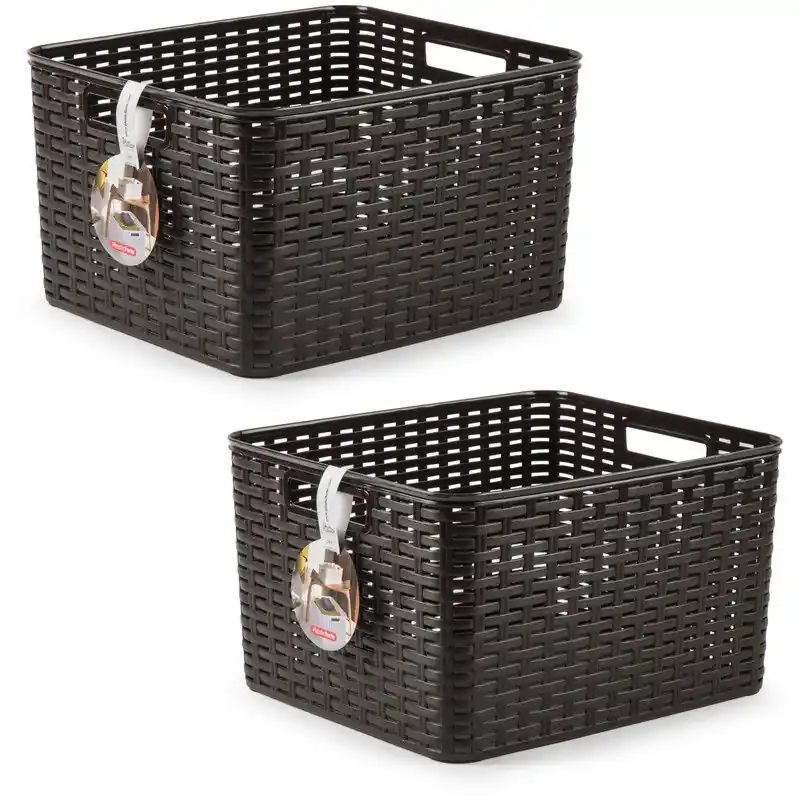 Nieuw Model 4x plasticforte opbergmand kastmand - donkerbruin - 28l- 34x40x23cm - Opbergbox