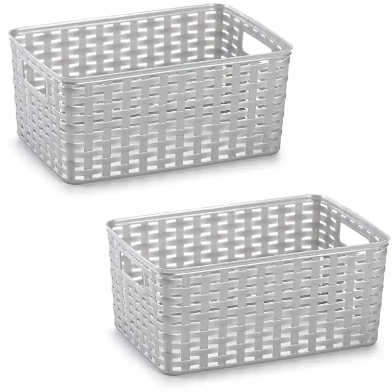 Plasticforte Opbergmand/kastmand - 2x - kunststof - zilver - 10L - opbergen - Opbergbox Betrouwbaar