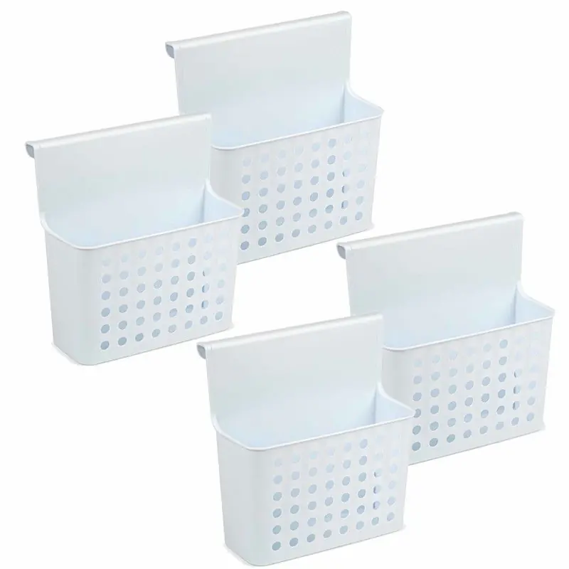 PlasticForte Badkamerrekje - 4x - wit/blauw - opbergmandje - 26x24 cm - Opbergmanden Laatste Versie