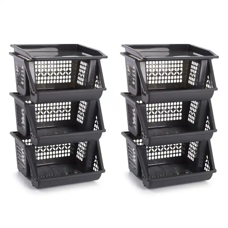 Plasticforte Opbergkrat - 2x - grijs - 3 vakken - 62 cm - Opbergmanden Alleen Vandaag