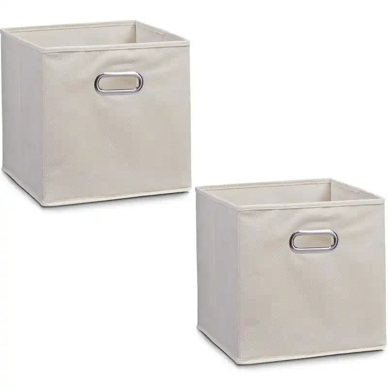 Direct Beschikbaar Zeller Opbergmand/kastmand - 6x - beige - 28 x 28 cm - polyester - Opbergmanden