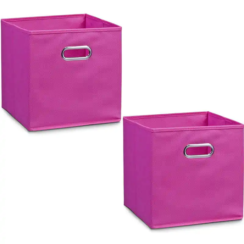 Premium Zeller Opbergmand/kastmand - 6x - roze - 28 x 28 cm - polyester - Opbergmanden