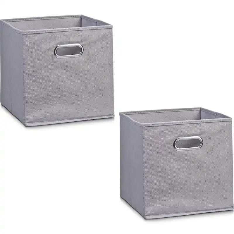 Laatste Versie Zeller Opbergmand/kastmand - 2x - grijs - 28 x 28 cm - polyester - Opbergmanden
