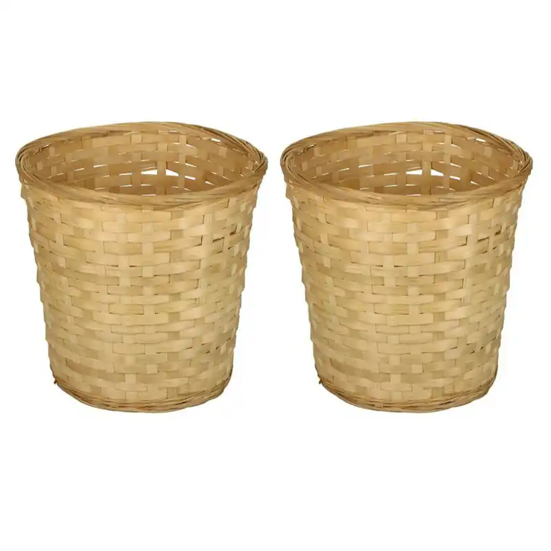 Mandje - 4x - 26 x 24 cm - riet/bamboe - rond - 11 liter - opbergmand - Opbergmanden Seizoensaanbieding