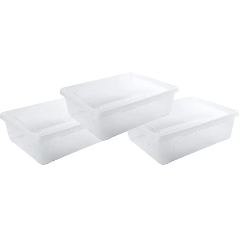 Voorraad/vershoudbakje laag - 3x - 2,5 liter - kunststof - 24x20x8 cm - Vershoudbakjes Dagaanbieding
