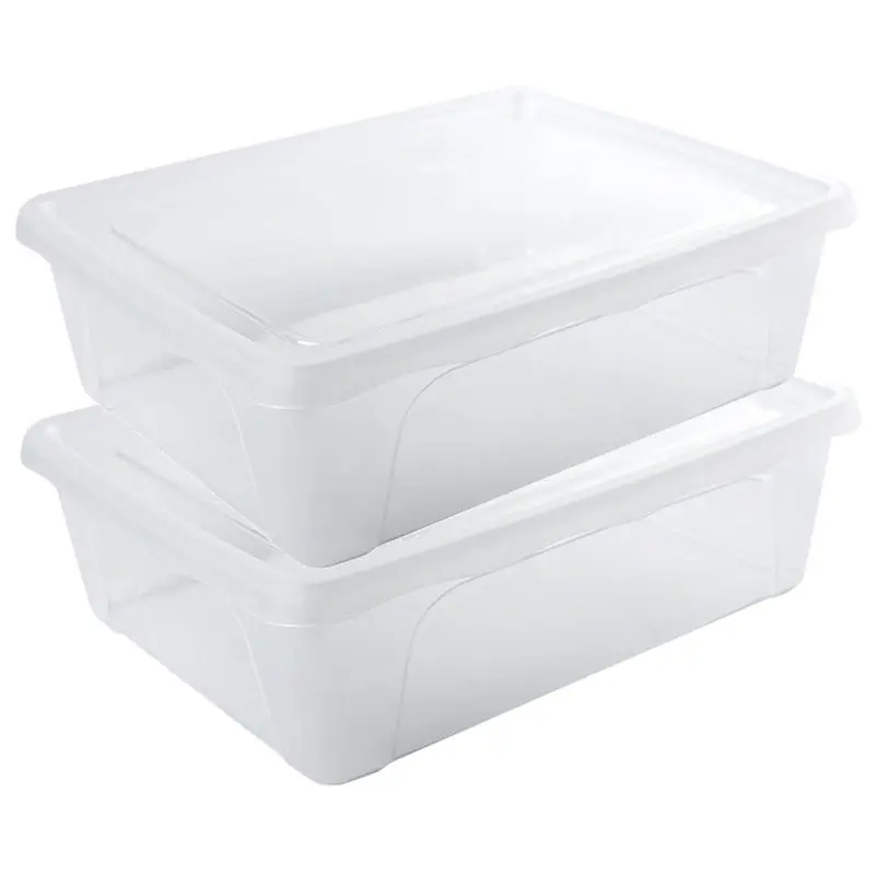 Voorraad/vershoudbakje laag - 2x - 2,5 liter - kunststof - 24x20x8 cm - Vershoudbakjes Handgemaakt