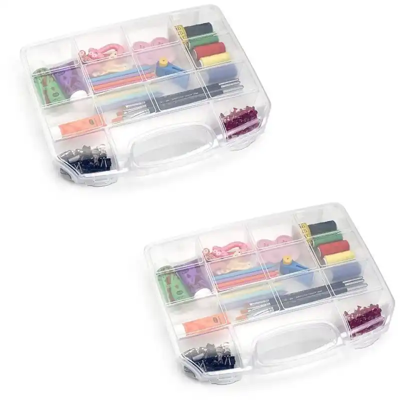 Plasticforte Opbergkoffertje - 2x - 8 vaks - kunststof - transparant - Opbergbox Veilige Betaling