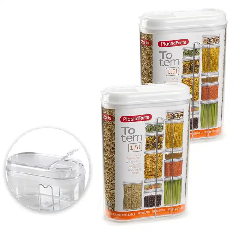 2x stuks plastic strooier/voorraad bussen 1,5 liter - Voorraadpot Limited Edition
