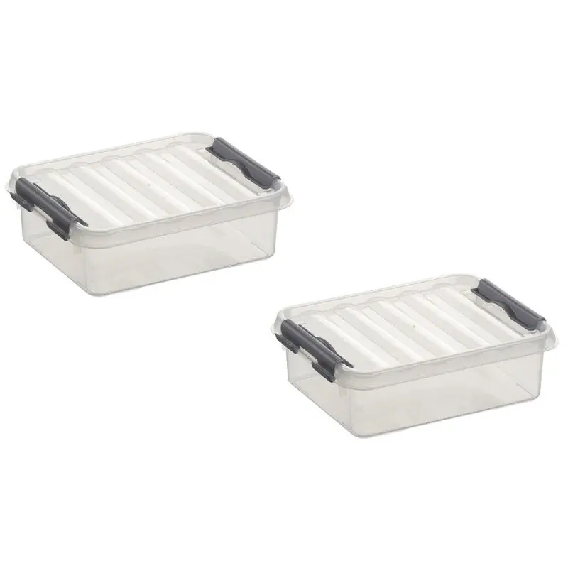 Express Levering Sunware opbergbox - 2x stuks - transparant - 1L - 20 x 15 x 6 cm - Opbergbox