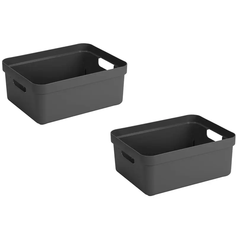 Sunware Opbergbox Sigma - 3x - kunststof - antraciet - 24 liter - Opbergbox Bestel Nu