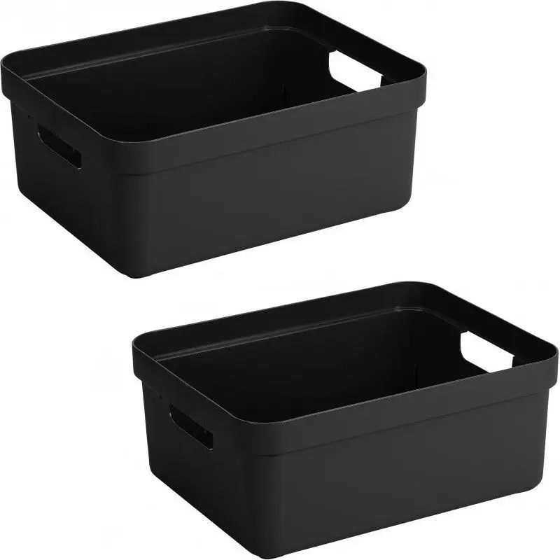 Geld-Terug-Garantie Sunware Opbergbox Sigma - 5x - kunststof - zwart - 24 liter - Opbergbox