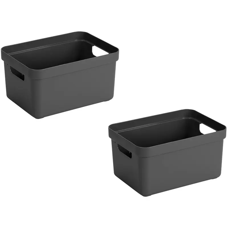 Sunware Opbergbox Sigma - 5x stuks - kunststof - antraciet - 13 liter - Opbergbox Garantie Inbegrepen