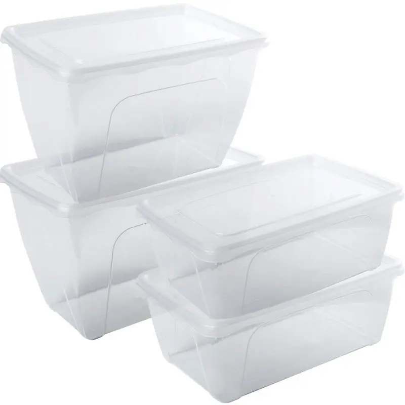 Lage Prijs 4x Voedsel plastic bewaarbakjes hoog/diep 1 en 1,5 liter transparant - Vershoudbakjes
