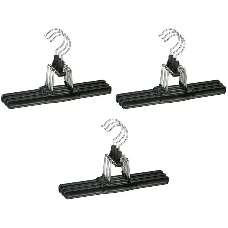 9x kunststof broekhangers - kledinghangers - 26 cm - zwart - kunststof - Kledinghangers Trendy