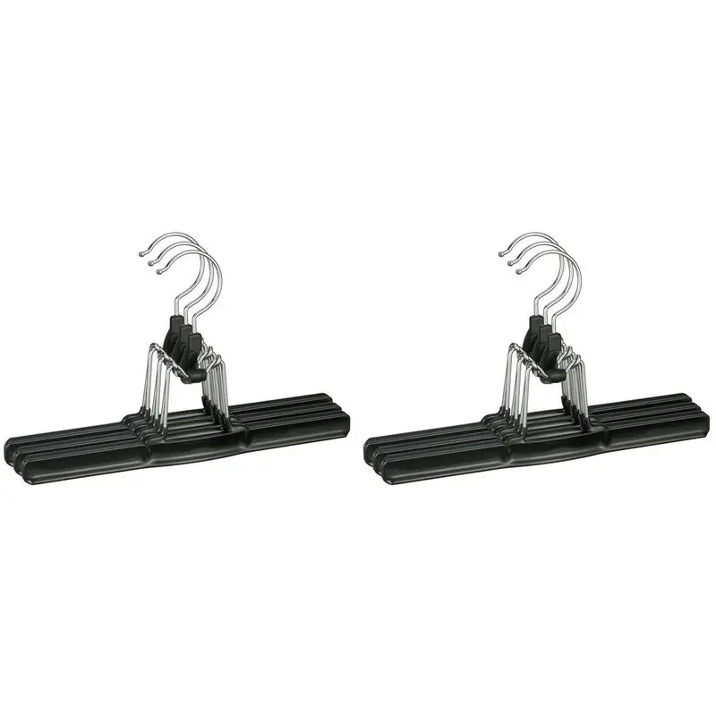 6x kunststof broekhangers - kledinghangers - 26 cm - zwart - kunststof - Kledinghangers In De Mode