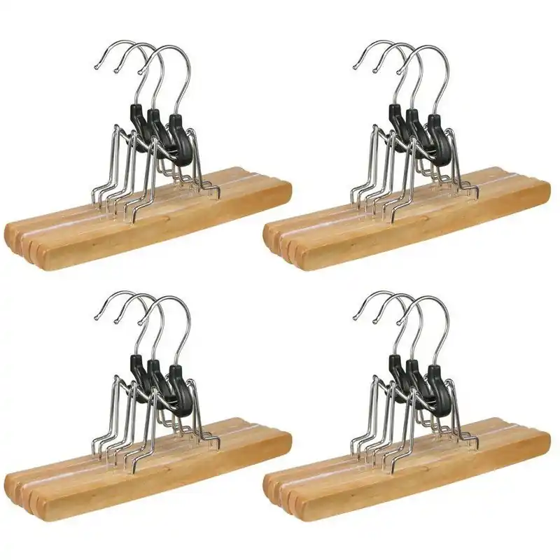 Handgemaakt Kledinghangers - 12x - hout - 24,5 cm - broekhangers set - Kledinghangers