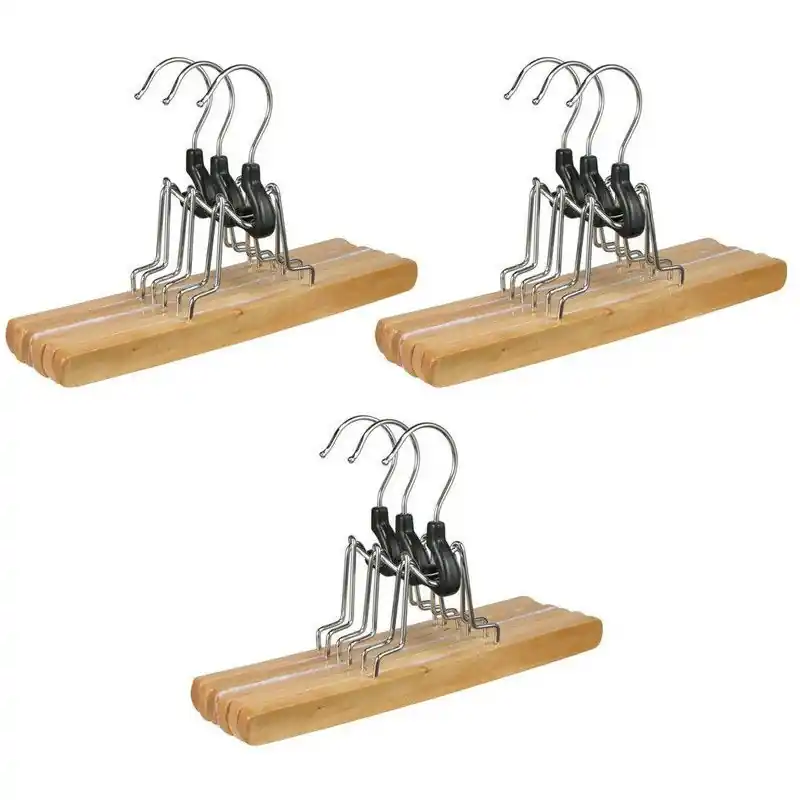 Kledinghangers - 9x - hout - 24,5 cm - broekhangers set - Kledinghangers Trendy