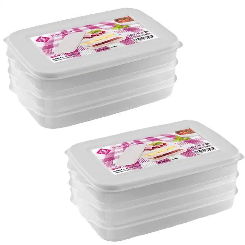 Exclusieve Aanbieding 6x Vleeswaren bakjes transparant/wit 26 x 16 x 10 cm - Vershoudbakjes
