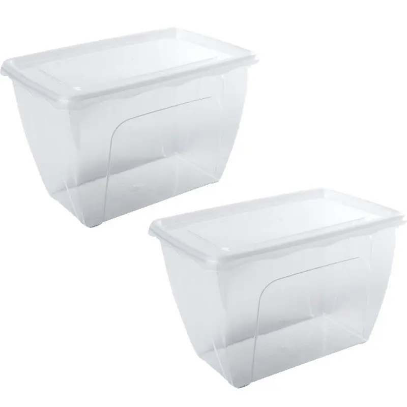 Vershoudbakje - 2x - hoog/diep - transparant - 1,5 liter - 18 x 12 x 12 cm - Vershoudbakjes In De Mode