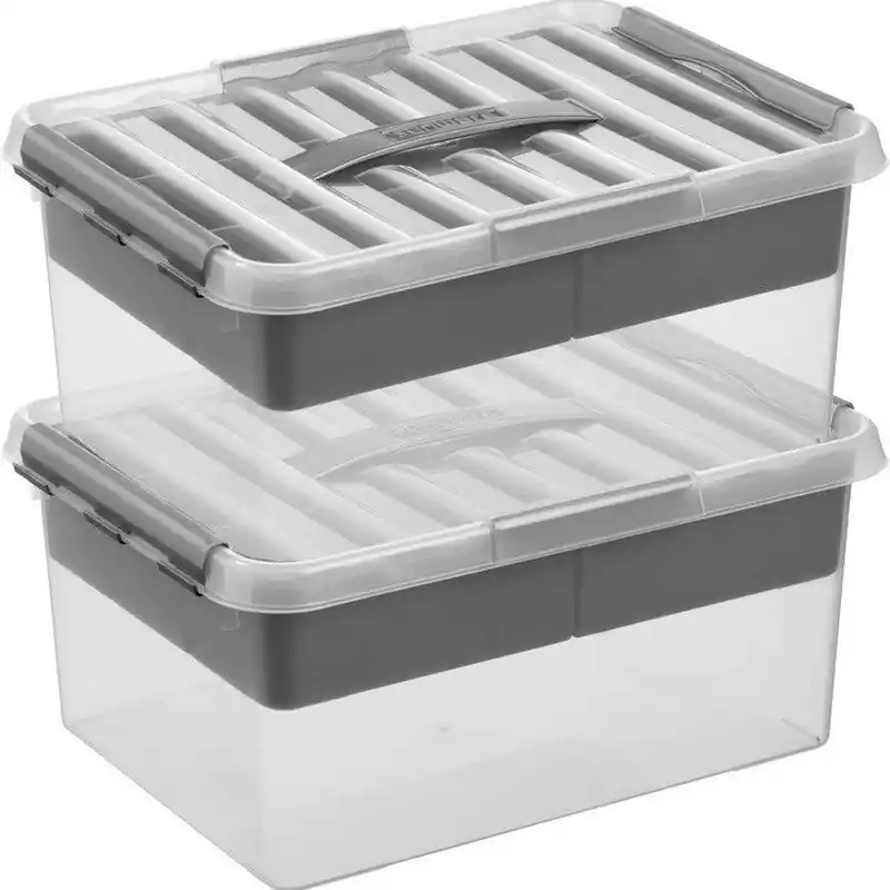 Trendy 2x Kunststof stapelbare opbergbak met vakken 15 liter 40 x 30 x 18 cm - Opbergbox