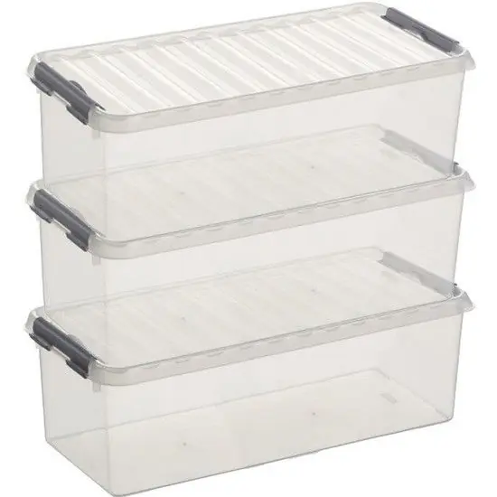 Betaalbaar Sunware opbergbox - 3x - transparant - 9.5L - 48 x 19 x 15 cm - Opbergbox