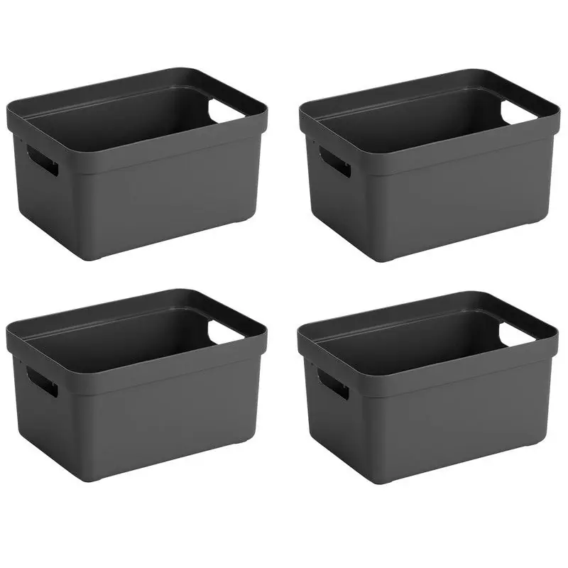 Sunware Opbergbox Sigma - 4x stuks - kunststof - antraciet - 5 liter - Opbergbox In De Mode