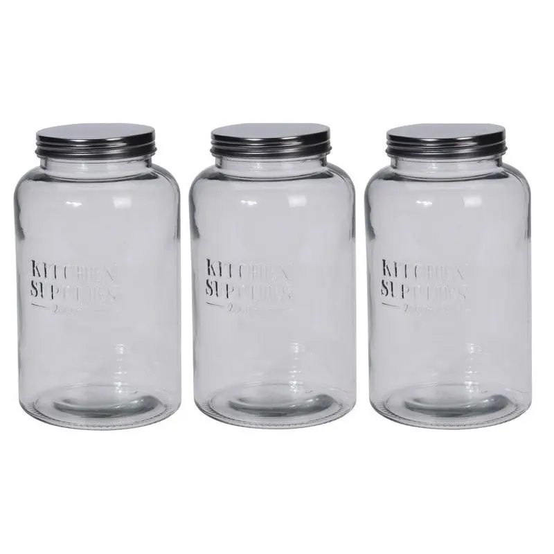 Set van 3x stuks glazen voorraadbus/weckpot/keuken opslag 2 liter - Voorraadpot Betaalbaar