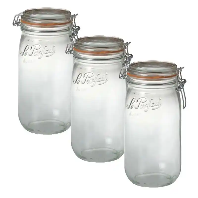 Set van 7x stuks luchtdichte weckpot transparant glas 1.5 liter - Weckpotten Favoriet