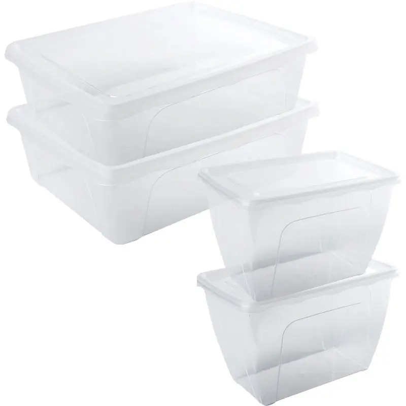 Alleen Vandaag 4x Voedsel plastic bewaarbakjes hoog/diep 1,5 en laag 2,5 liter transparant - Vershoudbakjes