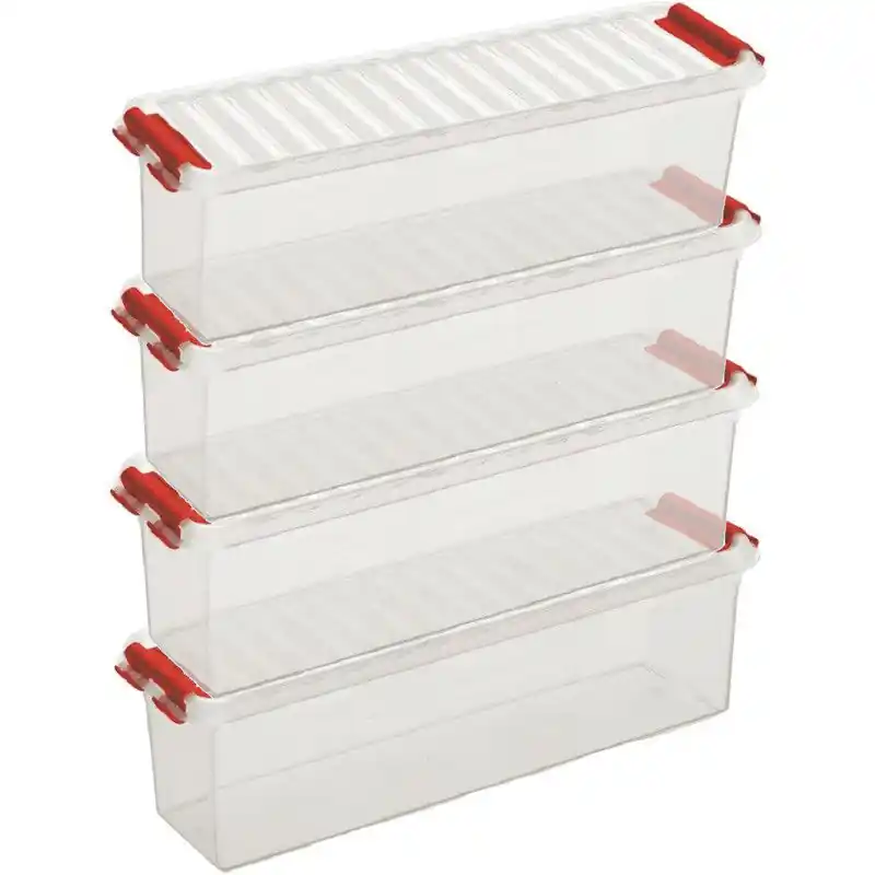 Ambachtelijk Sunware opbergbox - 5x - transparant - 1.3L - 27 x 8 x 9 cm - Opbergbox