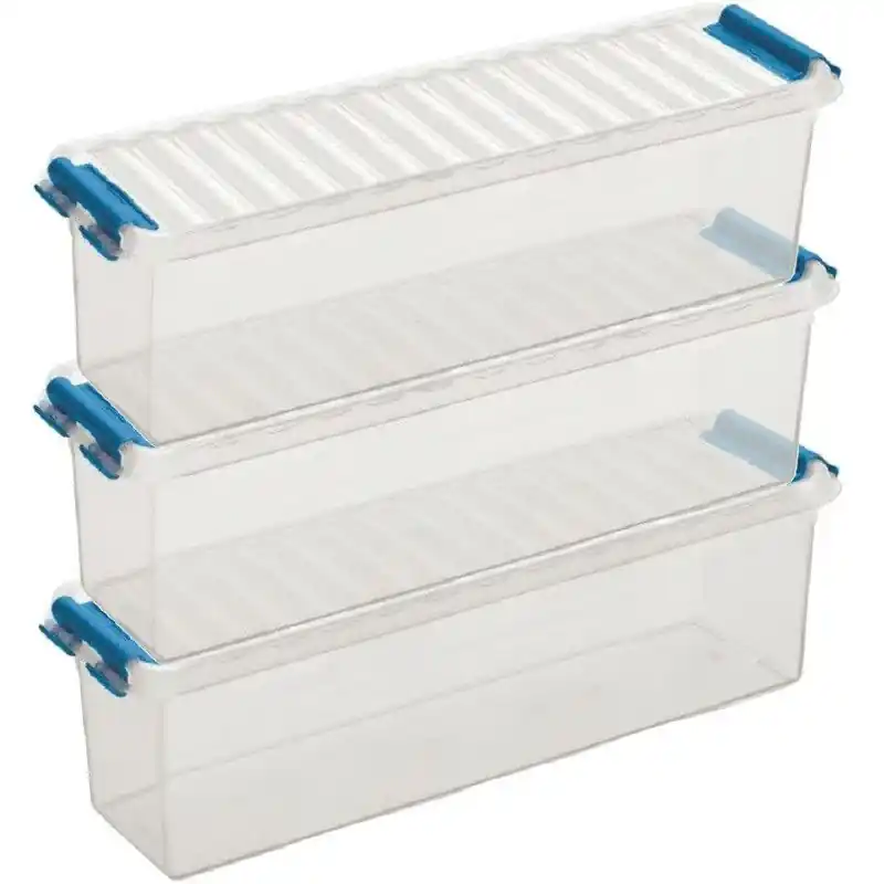 Groothandel Sunware opbergbox - 3x - transparant - 1.3L - 27 x 8 x 9 cm - Opbergbox