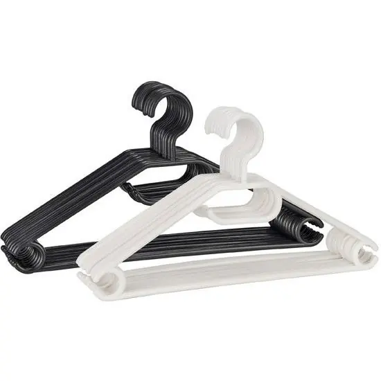 Express Levering Kunststof kledinghangers - wit - 30x stuks - 40 cm met broekstang - Kledinghangers