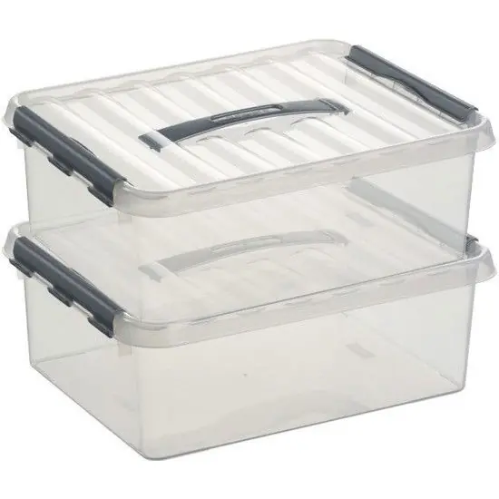 Geld-Terug-Garantie Sunware opbergbox - 2x - transparant - 12L - 40 x 30 x 14 cm - Opbergbox