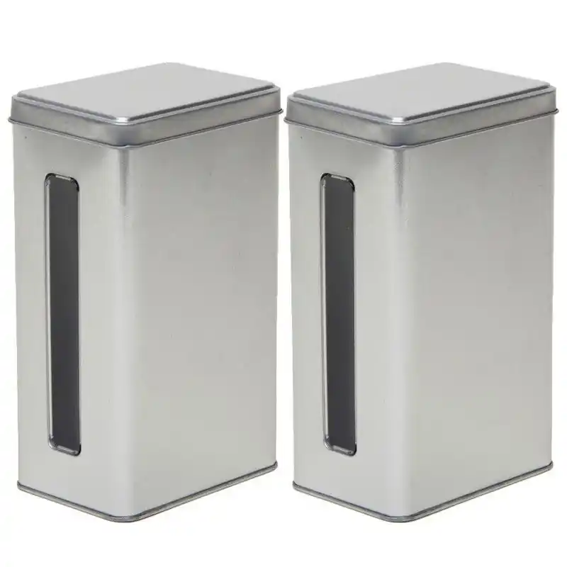 Beperkt Aanbod Keuken opbergblik/bewaarblik venster - 2x - 11 x 7 x 17 cm - Zilver - Voorraadblikken