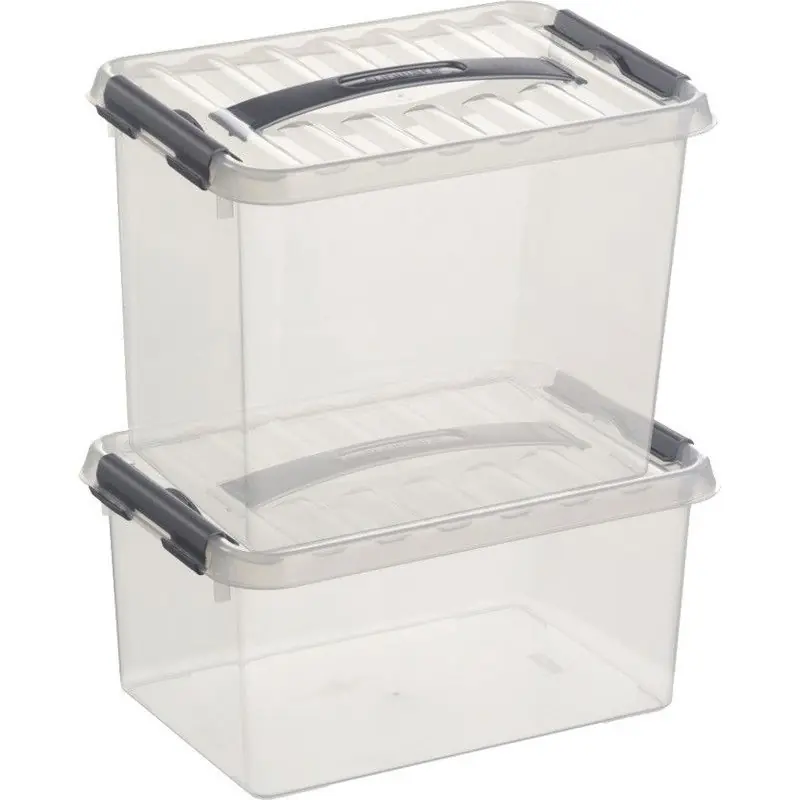 2x Kunststof stapelbare opbergbak 6 en 9 liter 30 cm - Opbergbox Laatste Kans