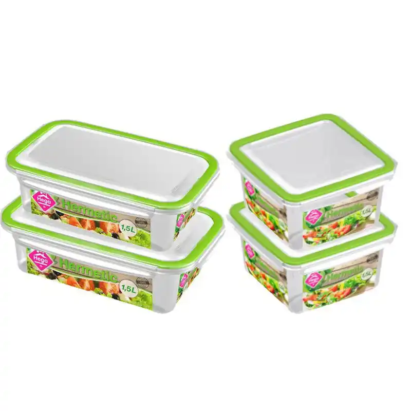 Betrouwbaar 4x Voedsel plastic bewaarbakjes 1,5 liter transparant/groen - Vershoudbakjes