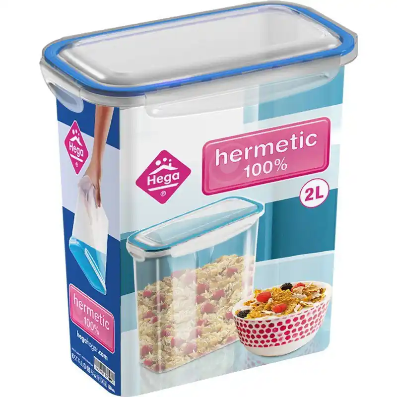 Bulkbestelling Hega Hogar Voorraadbakje - 2x - 2L - plastic - 21 cm - vershoudbakje - Vershoudbakjes
