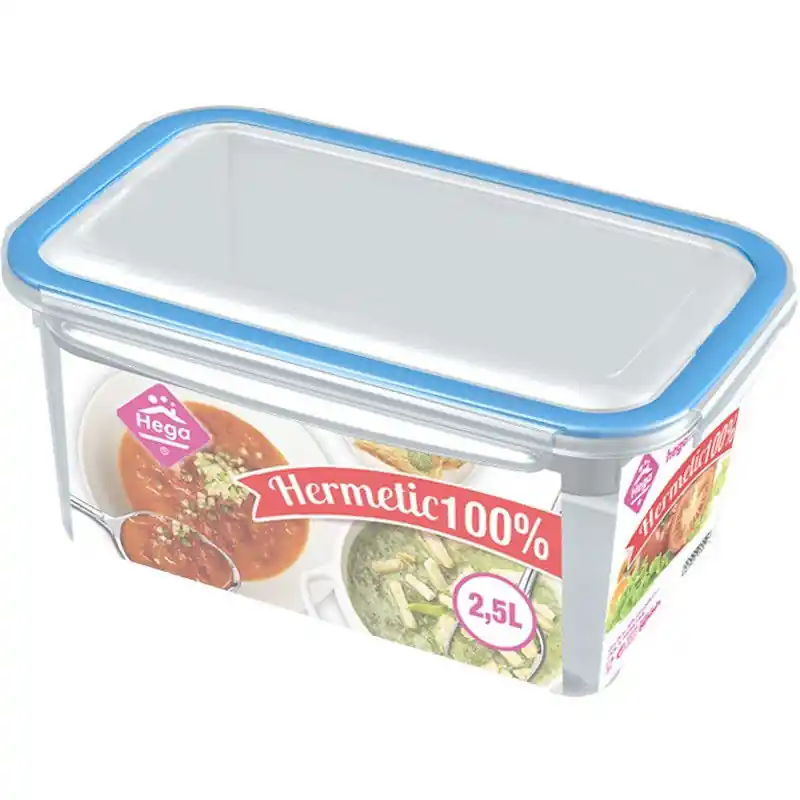Hega Hogar Voorraadbakje - 2x - 2,5 liter - plastic - vershoudbakje - Vershoudbakjes Express Levering