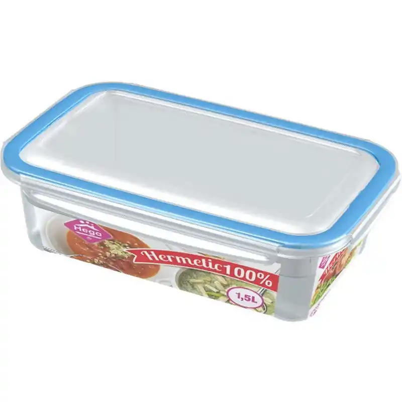 Voorraad/vershoudbakje - 3x - transparant/blauw - 1,5 liter - plastic - Vershoudbakjes Weekendaanbieding